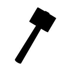 A large mallet symbol in the center. Isolated black symbol. Illustration on transparent background