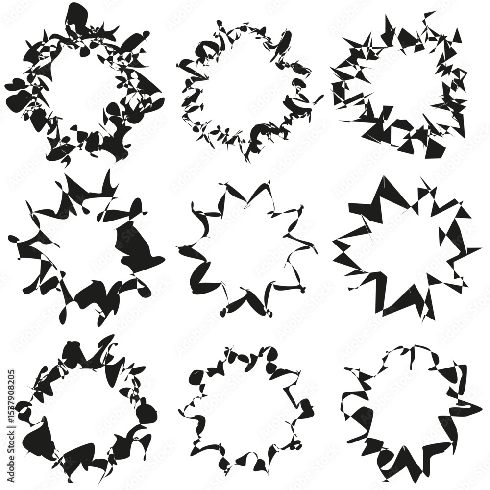 Aufkleber irregular star icon. mixed contrast shapes. abstract black pattern. vector grouped figure.