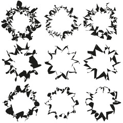 Irregular star icon. Mixed contrast shapes. Abstract black pattern. Vector grouped figure.