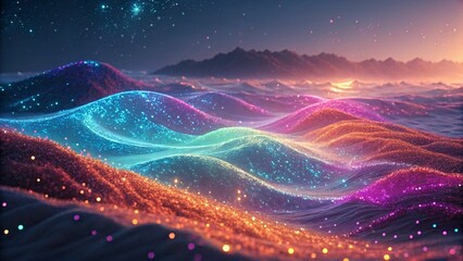 Abstract starry blue sky with nebula and light