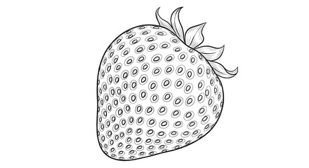 Simple Strawberry Outline Coloring Page Style Design Element For Creative Projects