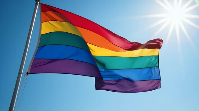 Vibrant LGBTQ Pride Rainbow Flag Waving as a Design Element for Banners Representing Community and Inclusivity (EPS10 Vector)