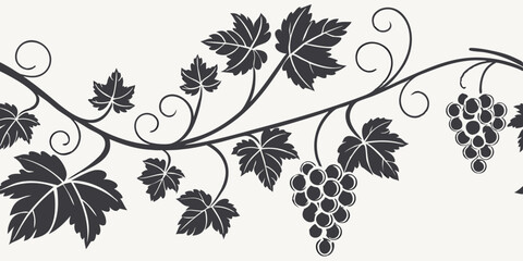 Refined seamless vector pattern with intertwined grapevines and leaves  
