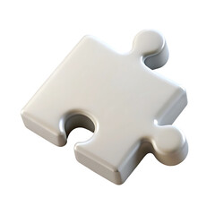 Single white puzzle piece isolated against black background in high definition