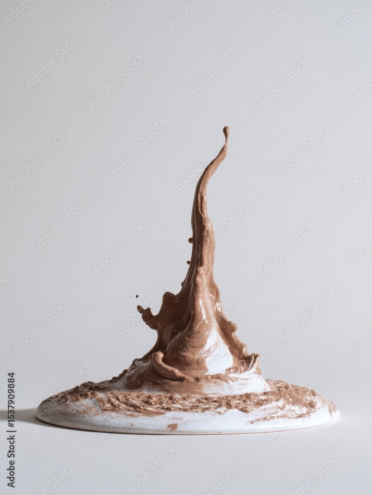 Aufkleber Melting Clay Form Creates an Abstract Sculpture on a White Surface in a Minimalistic Setting