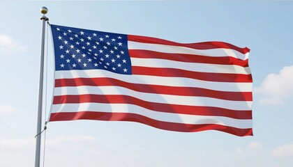 Fototapeta premium American Flag Waving Proudly Against a Clear Blue Sky