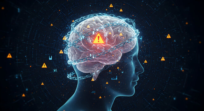 Brain Health Concept Depicting Mental Distress and Cognitive Impairment