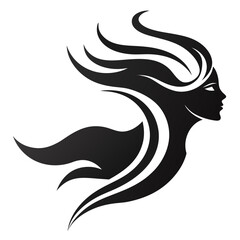 Abstract Artistic Flowing Hair Design in Elegant Woman Silhouette Illustration