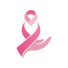 Pink Ribbon in Gentle Hands Logo Featuring Minimalist Soft Design Elements