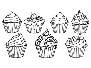 cupcake simple line art