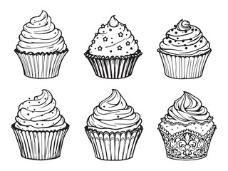 cupcake detailed line art