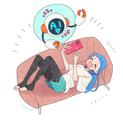 AIと楽しそうに会話する女の子