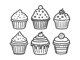 cupcake artistic line art