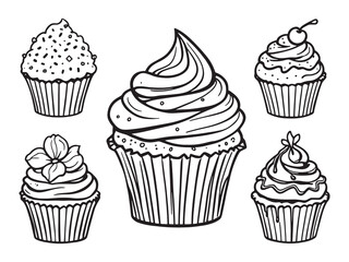 cupcake minimal line art