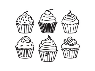 cupcake classic line art