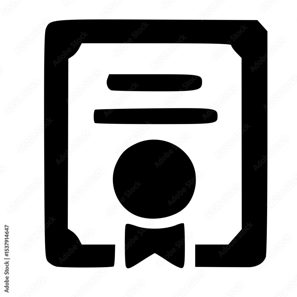 Poster simple line drawing certificate award with seal of approval design element