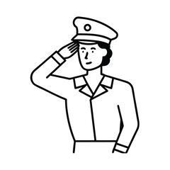 A detailed illustration of a soldier in uniform giving a crisp salute rendered in a vector format for high quality reproduction and scalability