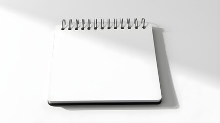 Blank spiral notepad on white background with dramatic lighting