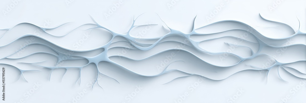 Poster Stylized Neuron Pattern Creating a Calming Wave Layout in a Clean and Minimalistic Design Suitable for Text Placements