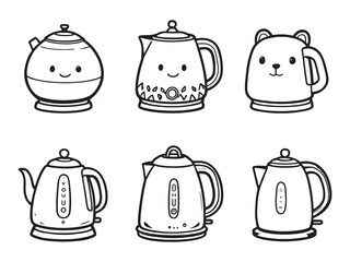 Electric Kettle Line Art Illustration