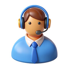 3d rendered customer service representative with headset in modern minimalistic style