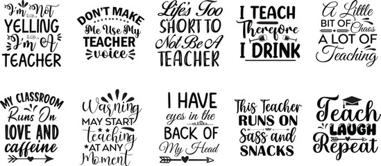 World Teacher's Day Typography Bundle Design
