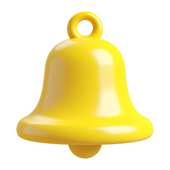3D Notification Bell Icon &ndash; Glossy Yellow Alert Symbol Isolated on White Background

