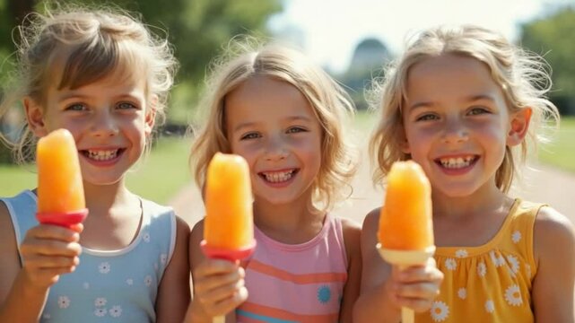 Summer Joy: Three Girls with Popsicles