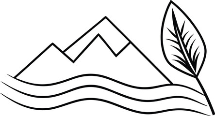 Obraz premium Minimal Line Art of Wild Mountain Habitat for Nature Inspired Graphics