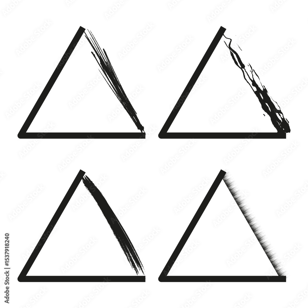 Poster grunge triangle frame. abstract triangle shape. outlined corner symbol. vector geometric design.