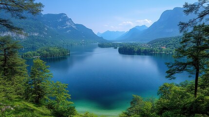 Naklejka premium lake and mountains
