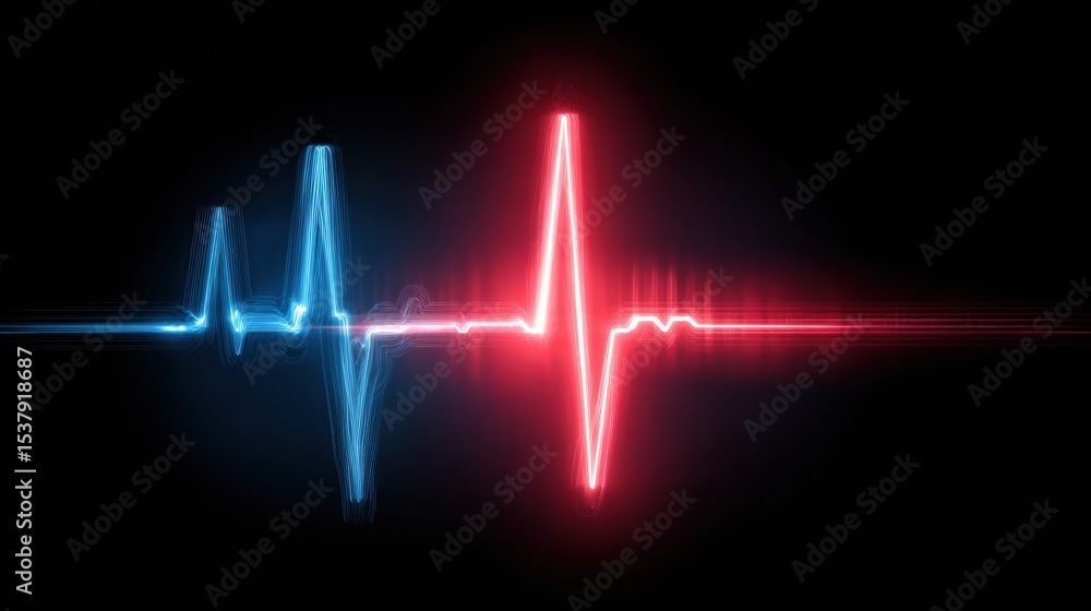 Poster heartbeat monitor transitions to risk meter with upper zone at minimal level
