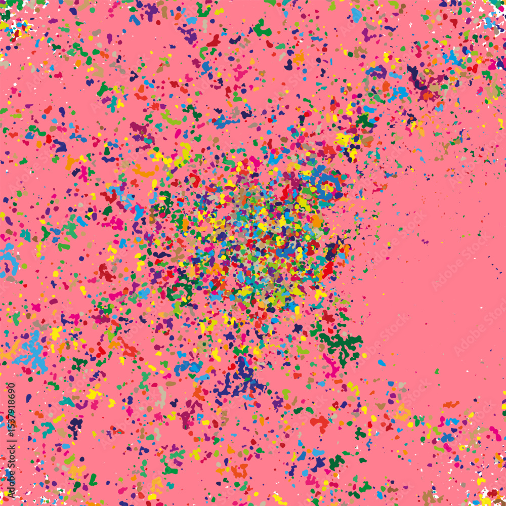 Poster colorful dots texture. pink background vector. confetti splatter icon. abstract pattern shape.