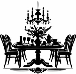 Dining table with chandelier ...