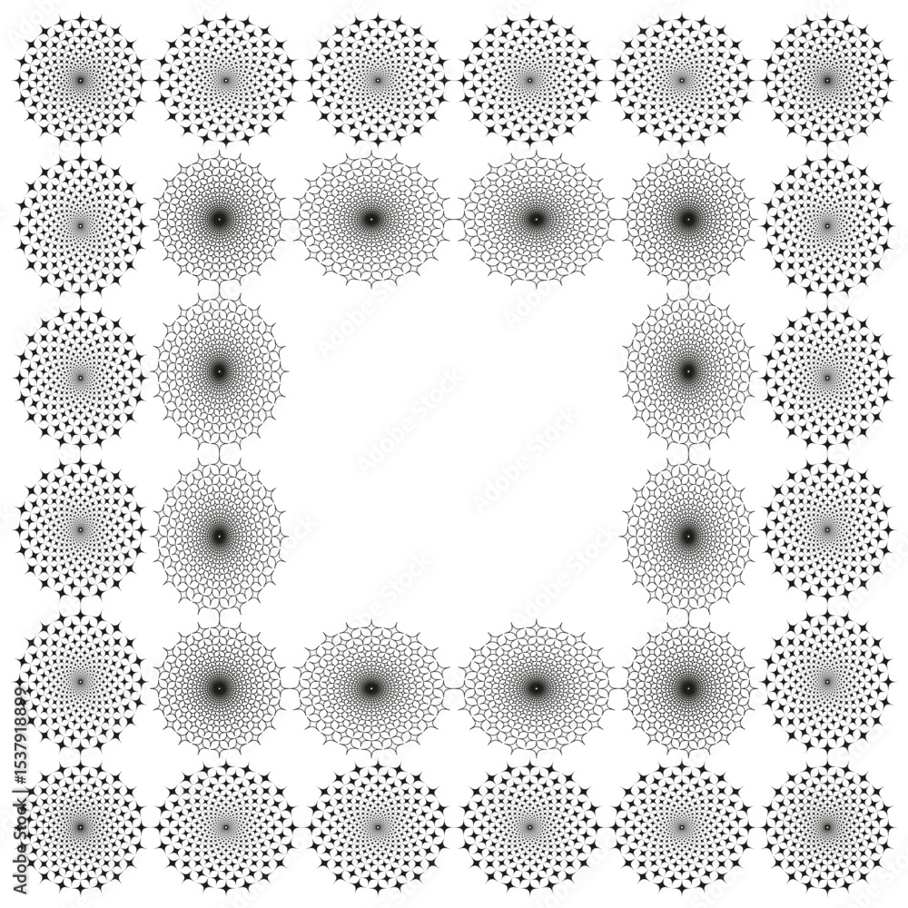 Poster floral border icon. decorative edge layout. circle vector design. petal shape pattern.