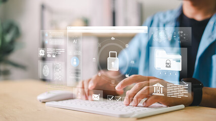 Cyber security concept, Login, User, identification information security and encryption, secure Internet access, cybersecurity, secure access to user's personal information,