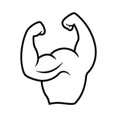 Powerful bicep flexing muscle arm strong man s anatomy detailed vector illustration