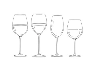 glass of wine outline drawing
