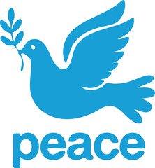 Peace Dove with Olive Branch Blue Vector
