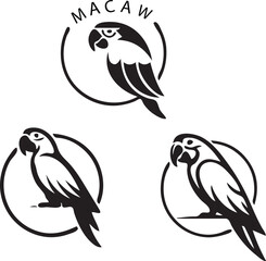 Parrot Bird Line Art Vector Icons