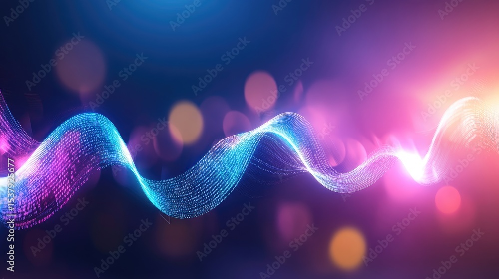 Wall mural abstract swirling lines of light in vibrant colors. bokeh effect