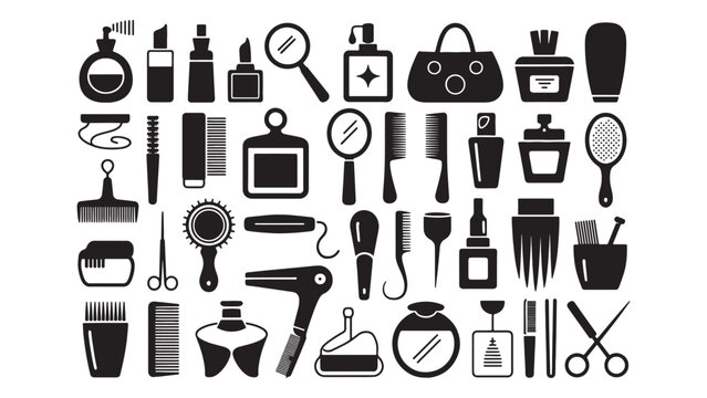 Extensive Collection of Beauty and Hair Salon Icons EPS Vector Graphics