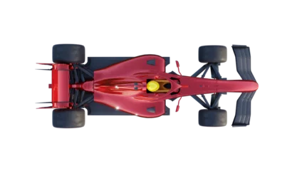 Fotobehang F1 3d rendering red racing car on a transparent background, seen from above  © jamesteohart