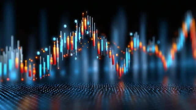 Market Dynamics: A visualization of the stock market's ebb and flow, rendered with dynamic lights. Capturing the pulse of trading, this image embodies the interplay of market forces. 