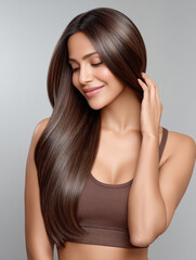 Obraz premium Young beautiful indian woman with shiny smooth hair