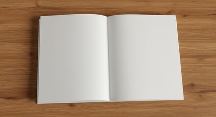 Blank Notebook Open on Wooden Table  Perfect for Mockups and Design Projects