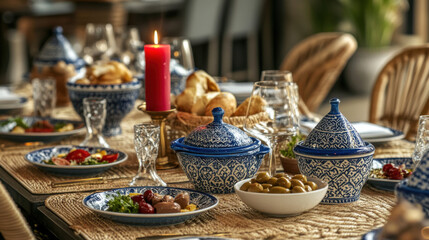 Naklejka premium greek restaurant food olives and tomatoes