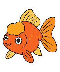 Orange and Yellow Goldfish Cartoon Vector