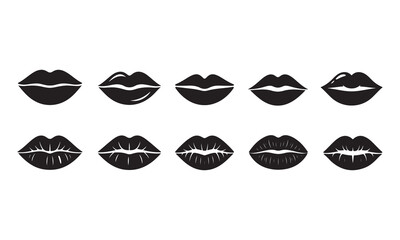 Set of lip icon silhouette vector art illustration