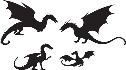 cat and dragon icon set 